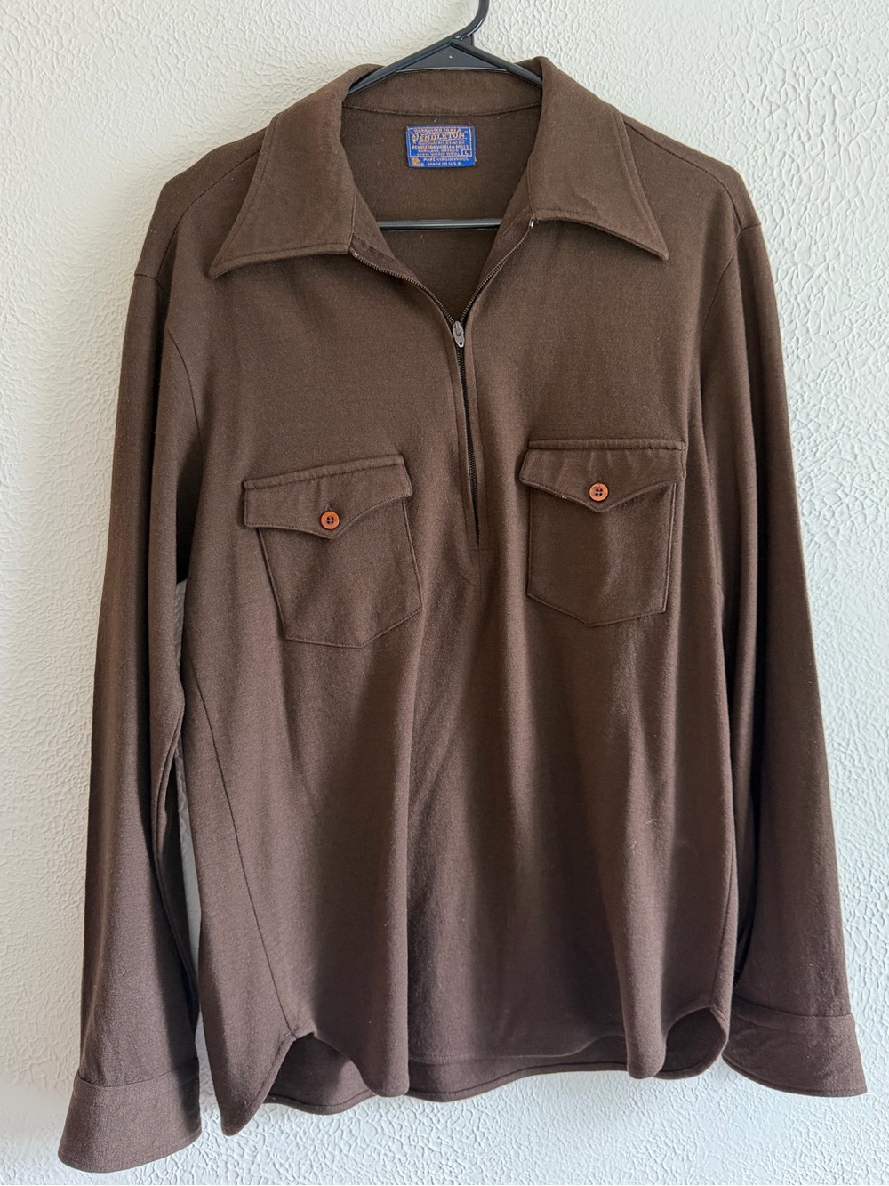 Vintage 70s Pendleton 100% Virgin Wool Half-Zip Pullover Shirt